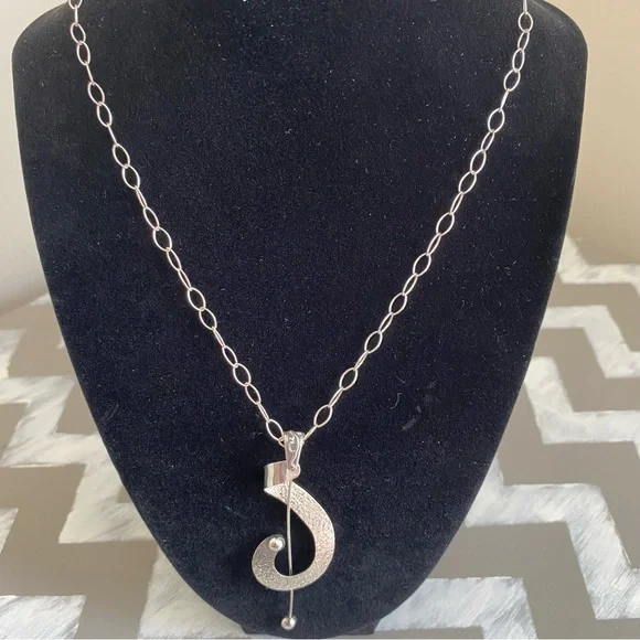 Vintage Modernist .925 Sterling Necklace - Picture 7 of 13